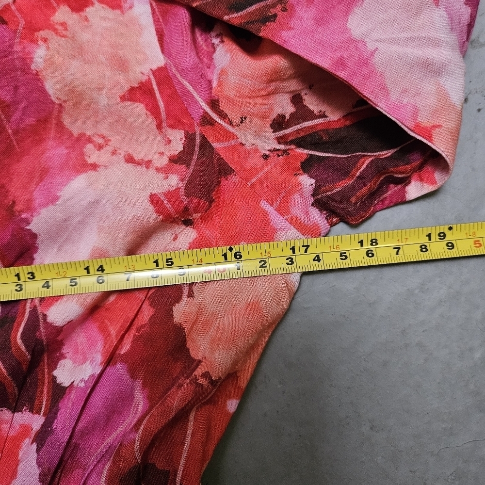 Lemoncurve Sz L Floral Coastal Tiered Flowy Maxi Button DownDress Quater Sleeve - Picture 15 of 16